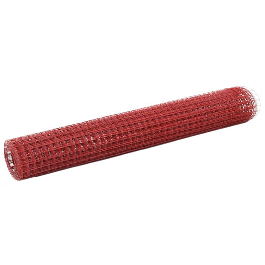 Chicken Wire Fence Steel with PVC Coating 25x1 m Red