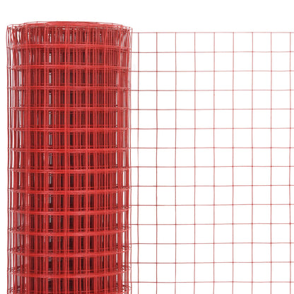 Chicken Wire Fence Steel with PVC Coating 10x1.5 m Red