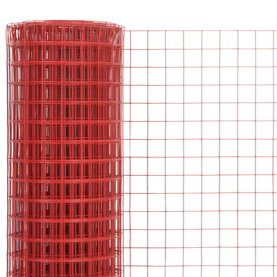 Chicken Wire Fence Steel with PVC Coating 25x0.5 m Red