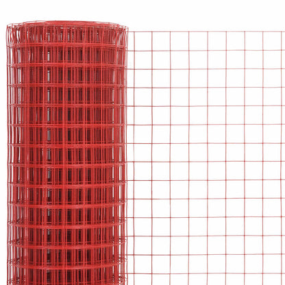 Chicken Wire Fence Steel with PVC Coating 25x0.5 m Red