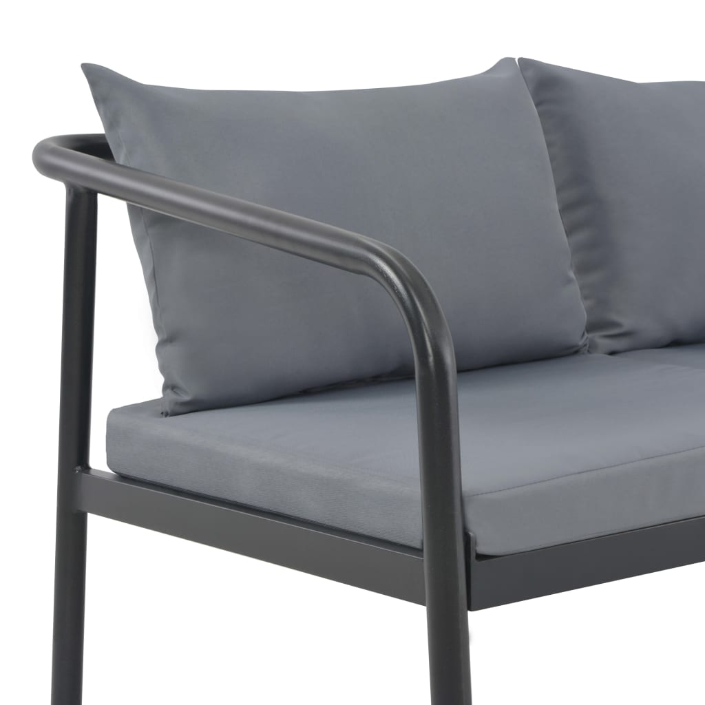 2 Seater Patio Sofa with Cushions Gray Aluminum