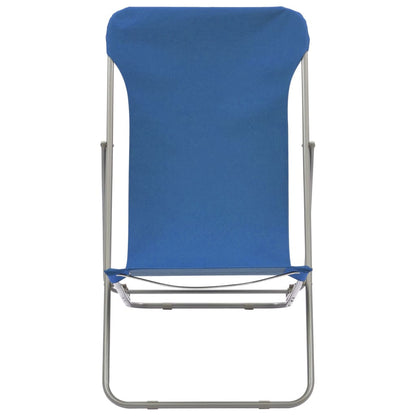 Folding Beach Chairs 2 pcs Steel and Oxford Fabric Blue