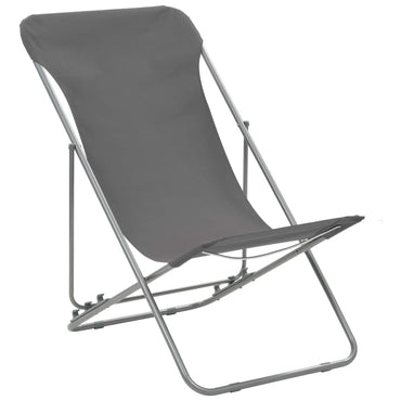 Folding Beach Chairs 2 pcs Steel and Oxford Fabric Grey