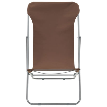 Folding Beach Chairs 2 pcs Steel and Oxford Fabric Brown