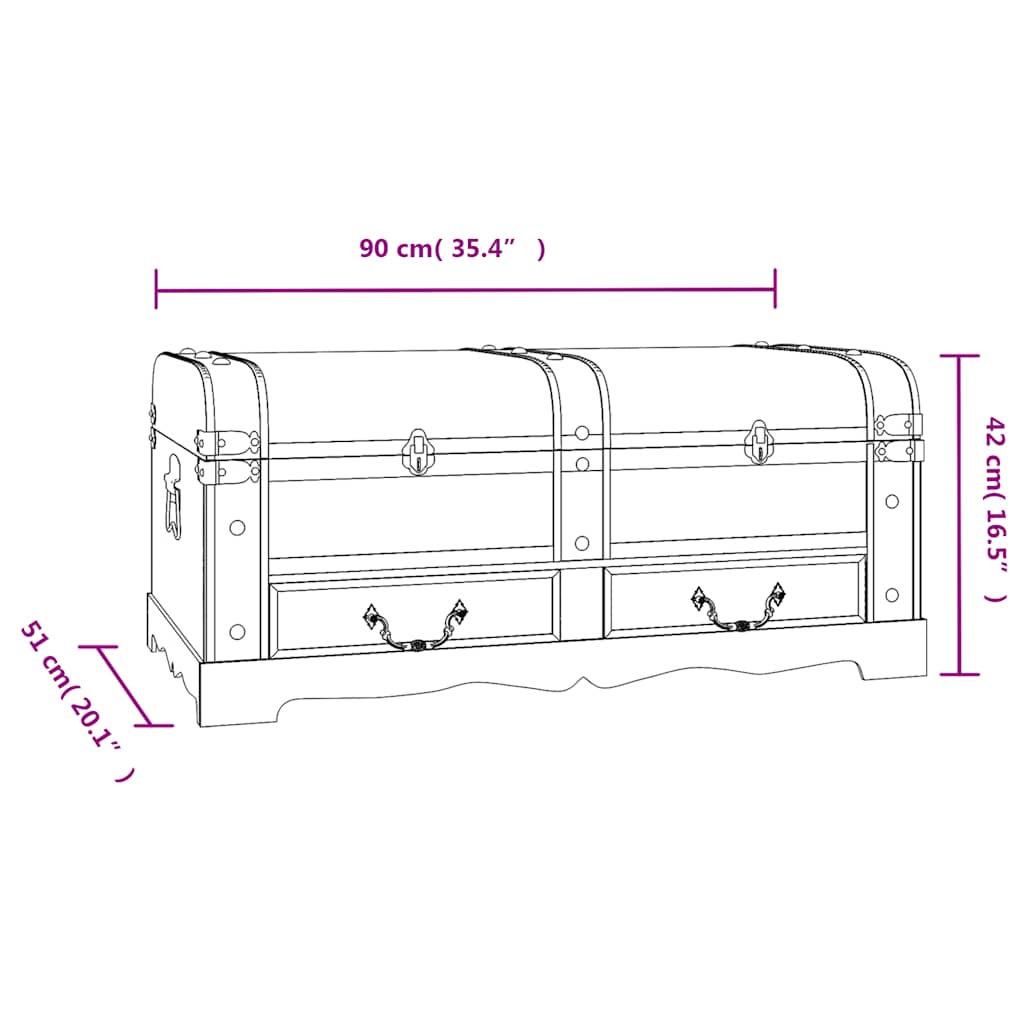 275394 vidaXL Treasure Chest Wood Black 90x51x42 cm(60797)