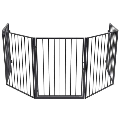 275411 vidaXL Fireplace Fence for Pets Black Steel (242684)