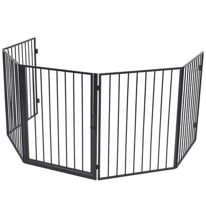 275411 vidaXL Fireplace Fence for Pets Black Steel (242684)