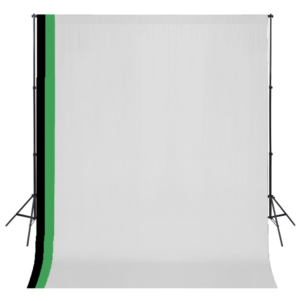 Photo Studio Kit with 3 Cotton Backdrops Adjustable Frame 3x3 m