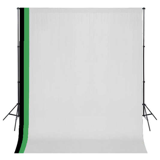 Photo Studio Kit with 3 Cotton Backdrops Adjustable Frame 3x3 m
