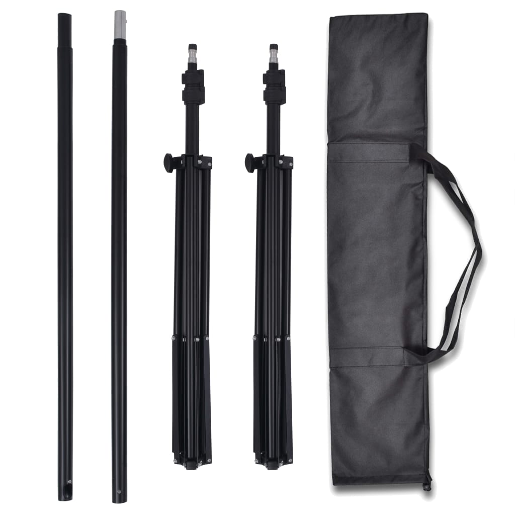 Photo Studio Kit with 3 Cotton Backdrops Adjustable Frame 3x3 m