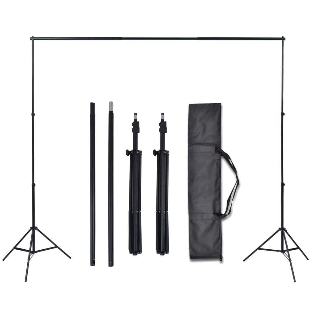 Photo Studio Kit with 3 Cotton Backdrops Adjustable Frame 3x3 m