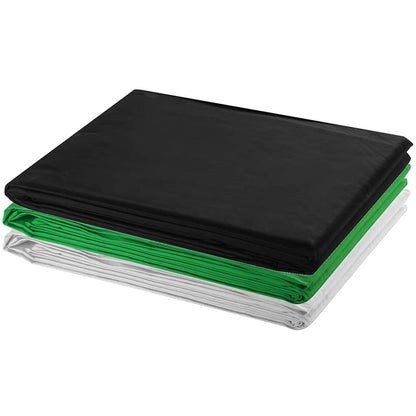 Photo Studio Kit with 3 Cotton Backdrops Adjustable Frame 3x6 m