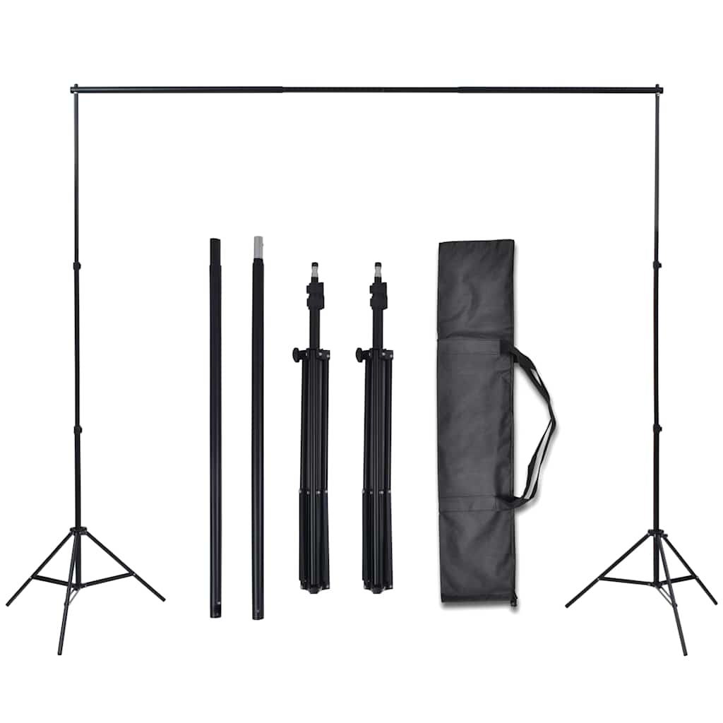 Photo Studio Kit with 3 Cotton Backdrops Adjustable Frame 3x6 m