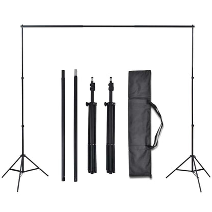 Photo Studio Kit with 3 Cotton Backdrops Adjustable Frame 3x6 m