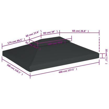 2-Tier Gazebo Top Cover 310 g/m² 4x3 m Anthracite