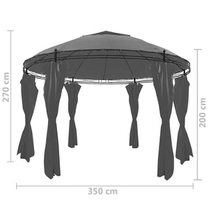 Gazebo with Curtains Round 3.5x2.7 m Anthracite