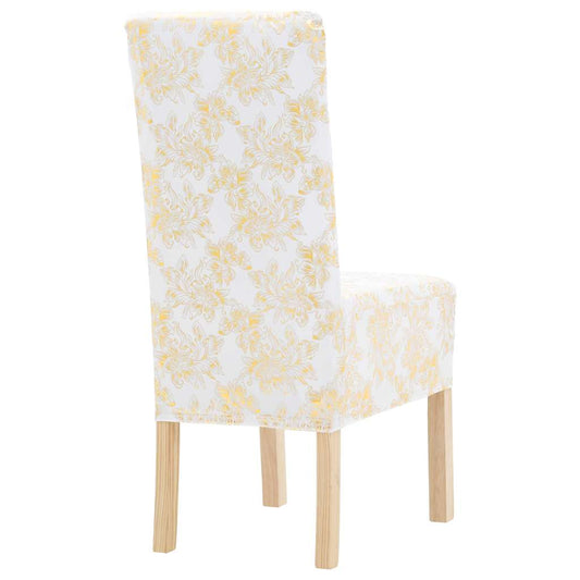Chair Cover | Set of 6 | White with golden print