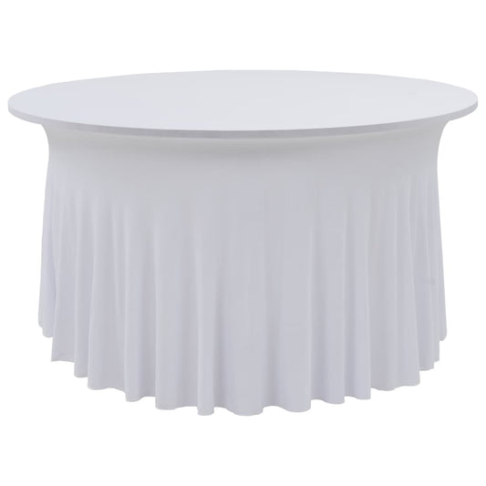 2 pcs Stretch Table Covers with Skirt 120x74 cm White