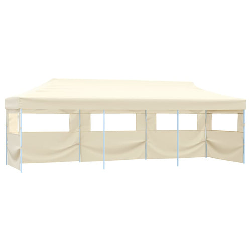 Folding Pop-up Party Tent with 5 Sidewalls 3x9 m Cream