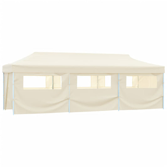 Folding Pop-up Party Tent with 8 Sidewalls 870x291x315 cm Cream