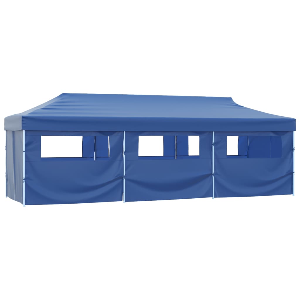 Folding Pop-up Party Tent with 8 Sidewalls 870x291x315 cm Blue