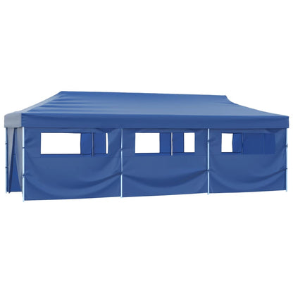 Folding Pop-up Party Tent with 8 Sidewalls 870x291x315 cm Blue