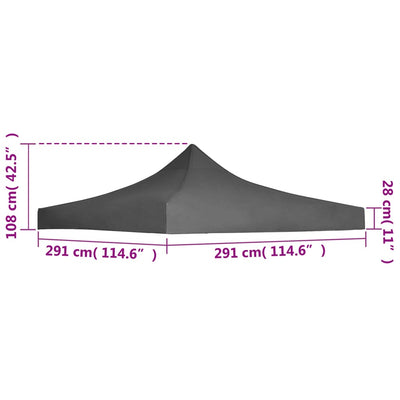 Party Tent Roof 9.8'x9.8' Anthracite