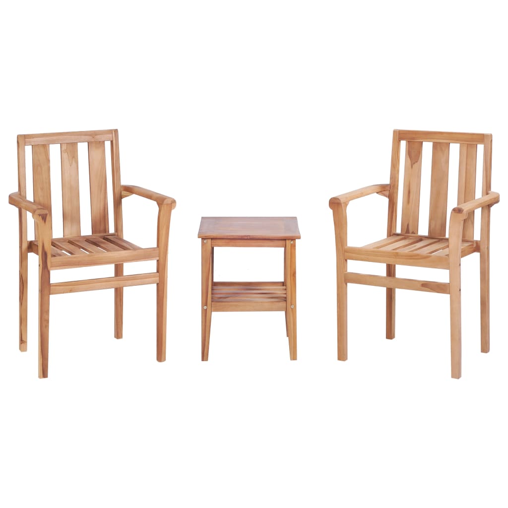 3 Piece Bistro Set Solid Teak