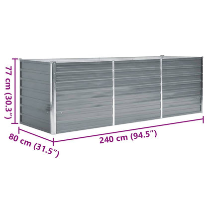Garden Raised Bed Galvanized Steel 94.5"x31.5"x31.3" Gray