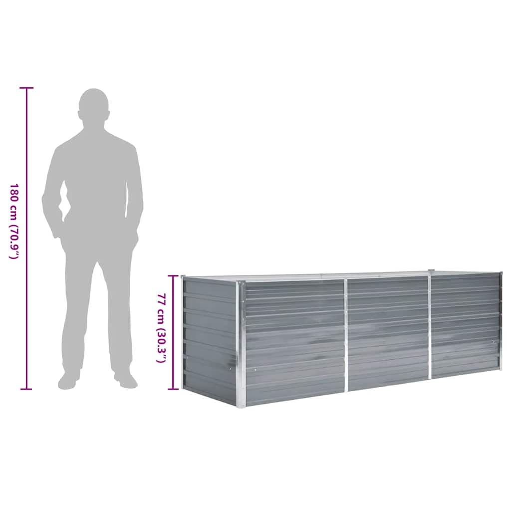 Garden Raised Bed Galvanized Steel 94.5"x31.5"x31.3" Gray