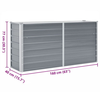 Garden Raised Bed Galvanised Steel 160x40x77 cm Grey