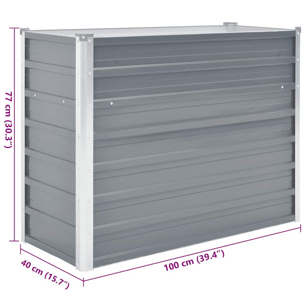 Garden Raised Bed Galvanised Steel 100x40x77 cm Grey