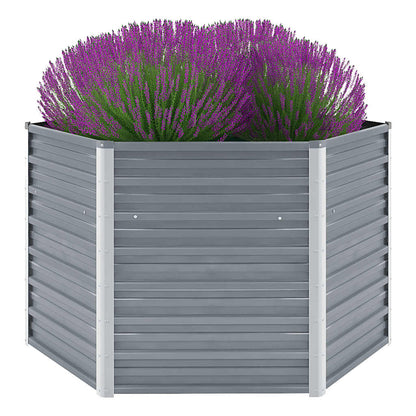 44856 vidaXL Garden Raised Bed Galvanised Steel 129x129x77 cm Grey