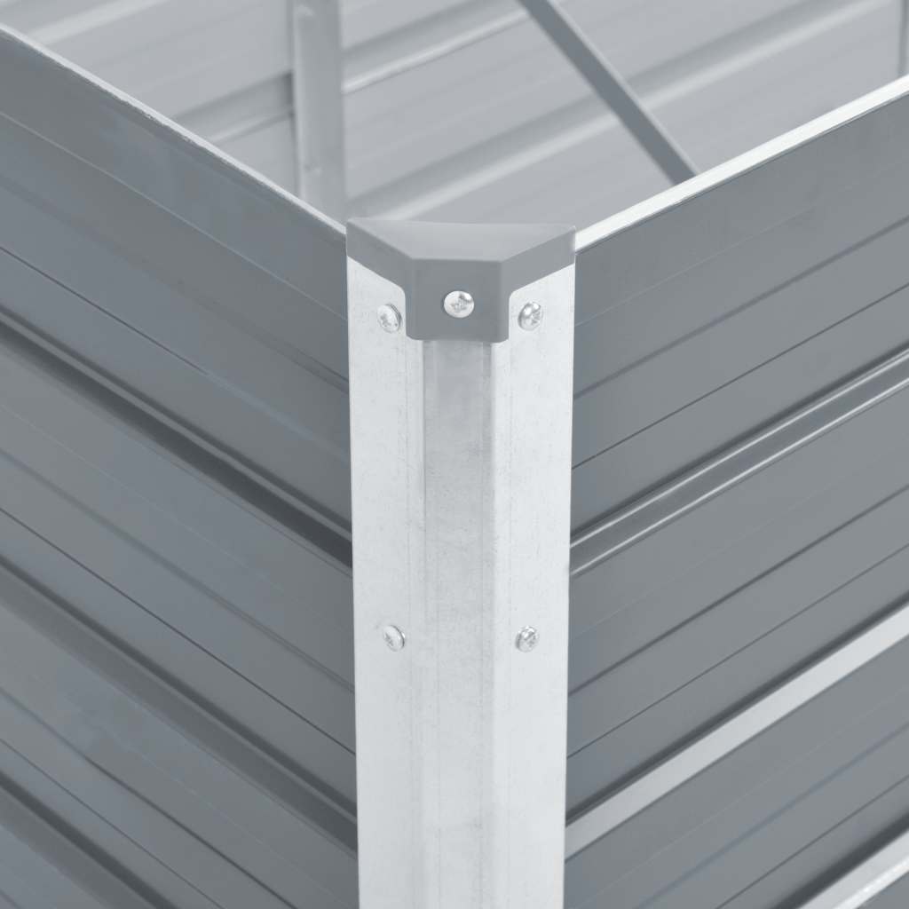 44856 vidaXL Garden Raised Bed Galvanised Steel 129x129x77 cm Grey