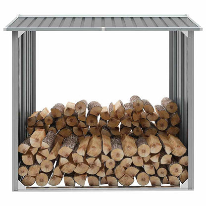 Garden Log Storage Shed Galvanised Steel 172x91x154 cm Grey
