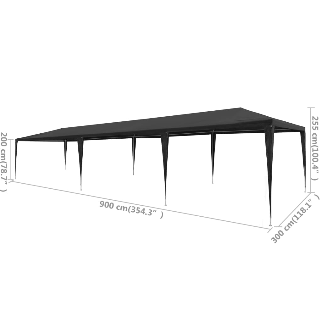 Party Tent 3x9 m PE Anthracite
