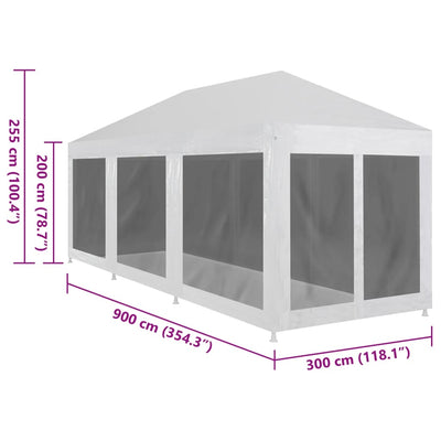 Party Tent with 8 Mesh Sidewalls 29.5' x 9.8'