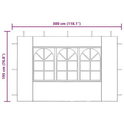 45113 vidaXL Party Tent Sidewall 2 pcs with Window PE White