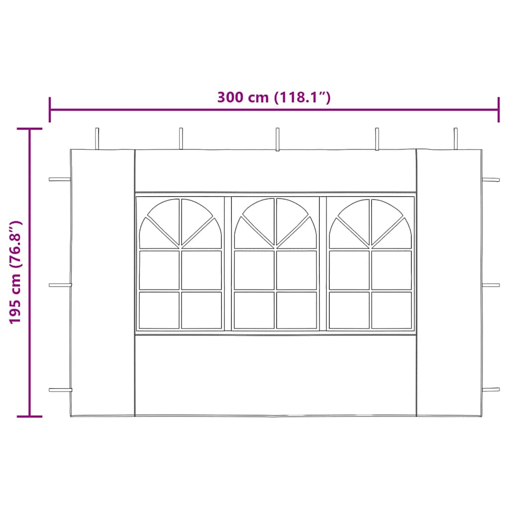 45115 vidaXL Party Tent Sidewall 2 pcs with Window PE Blue