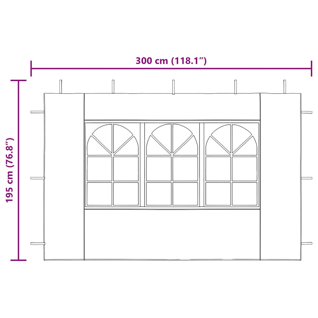 45117 vidaXL Party Tent Sidewall 2 pcs with Window PE Anthracite