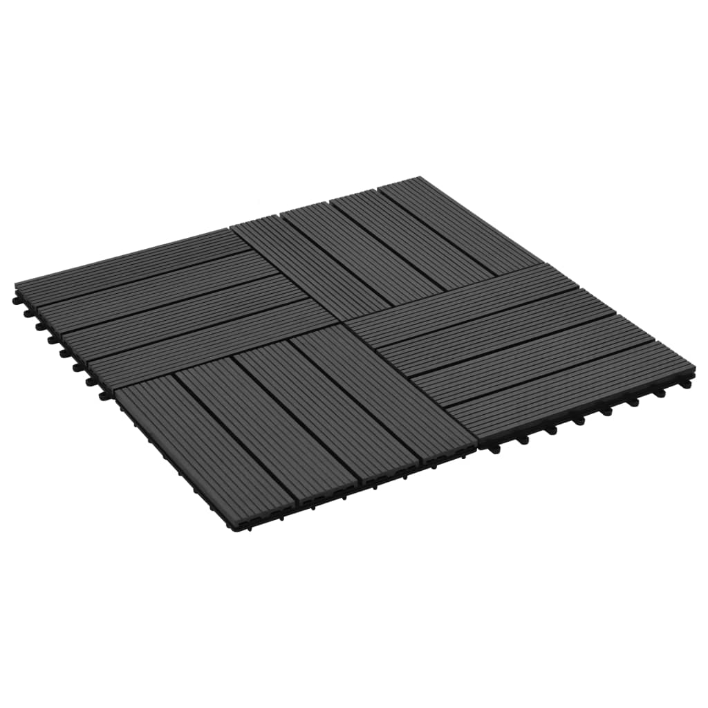 11 pcs Decking Tiles WPC 30x30 cm 1 sqm Black