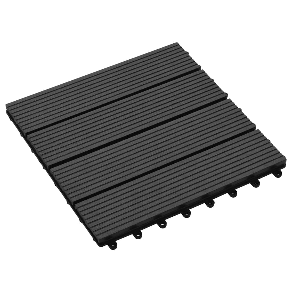 11 pcs Decking Tiles WPC 30x30 cm 1 sqm Black