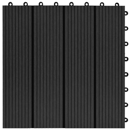 Decking Tile 11 pcs Black 30 x 30 cm WPC