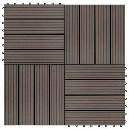 11 pcs Decking Tiles WPC 30x30 cm 1 sqm Dark Brown