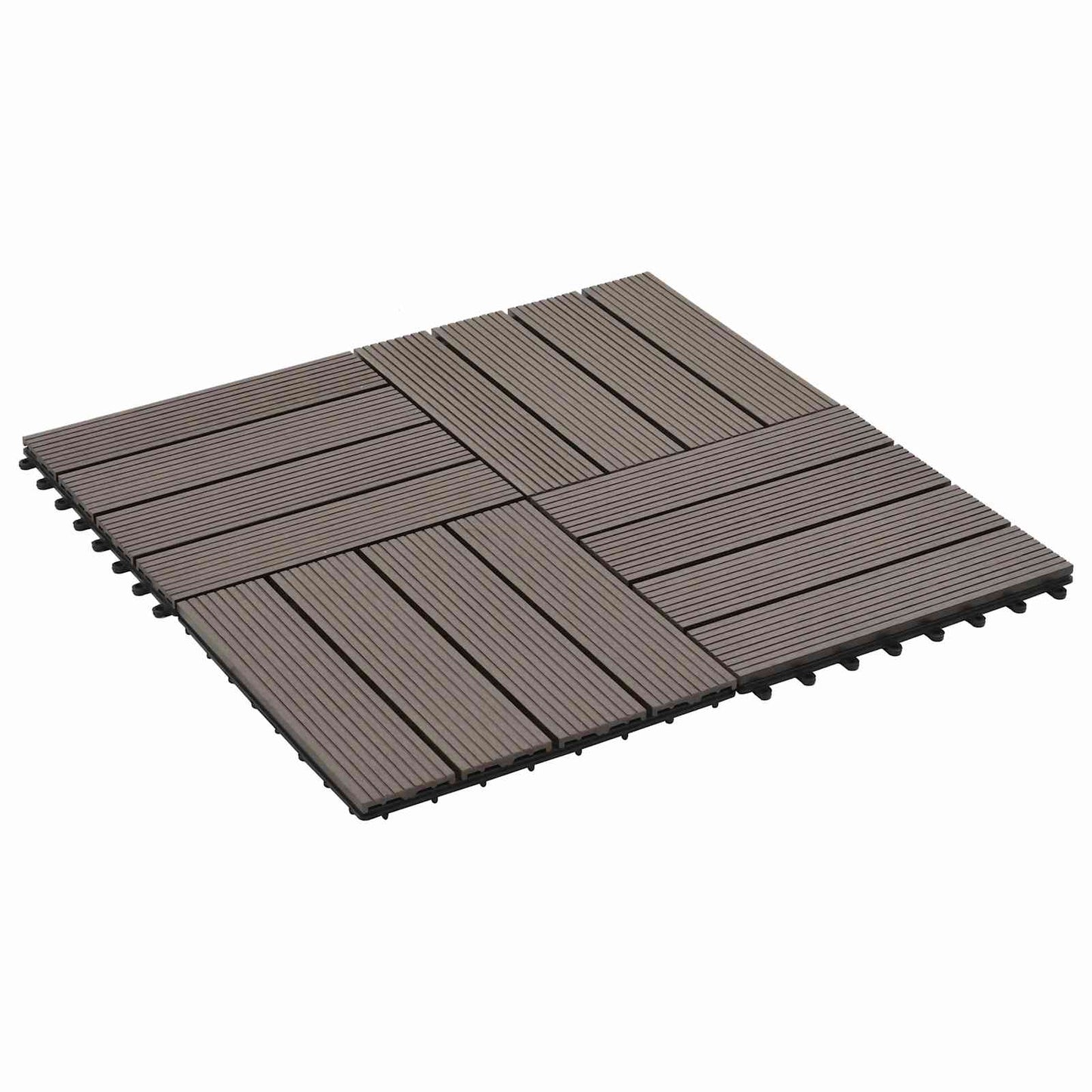 Decking Tile 11 pcs Dark Brown 30 x 30 cm WPC