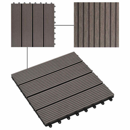 Decking Tile 11 pcs Dark Brown 30 x 30 cm WPC