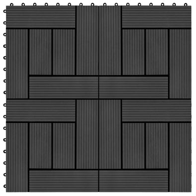 11 pcs Decking Tiles WPC 30x30 cm 1 sqm Black