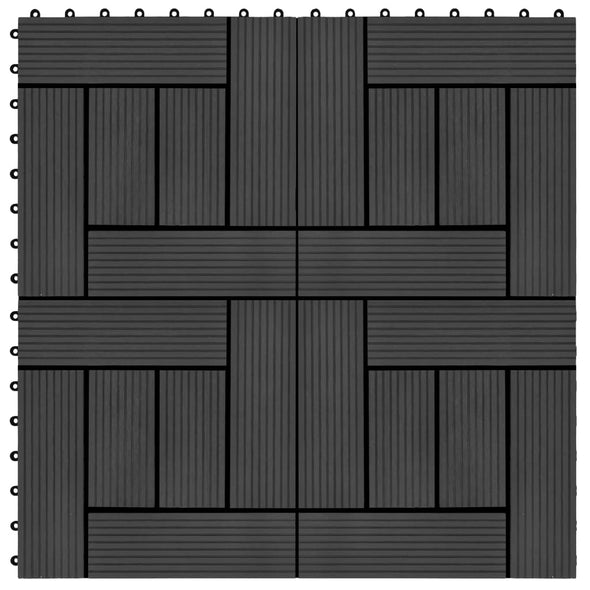 11 pcs Decking Tiles WPC 30x30 cm 1 sqm Black