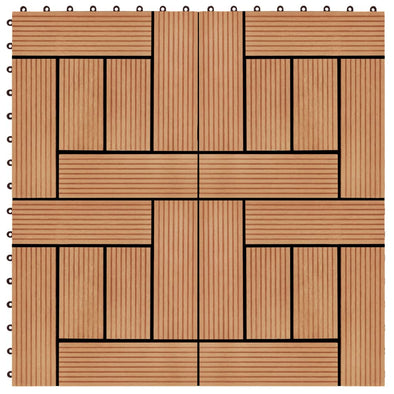 11 pcs Decking Tiles WPC 30x30 cm 1 sqm Teak Colour