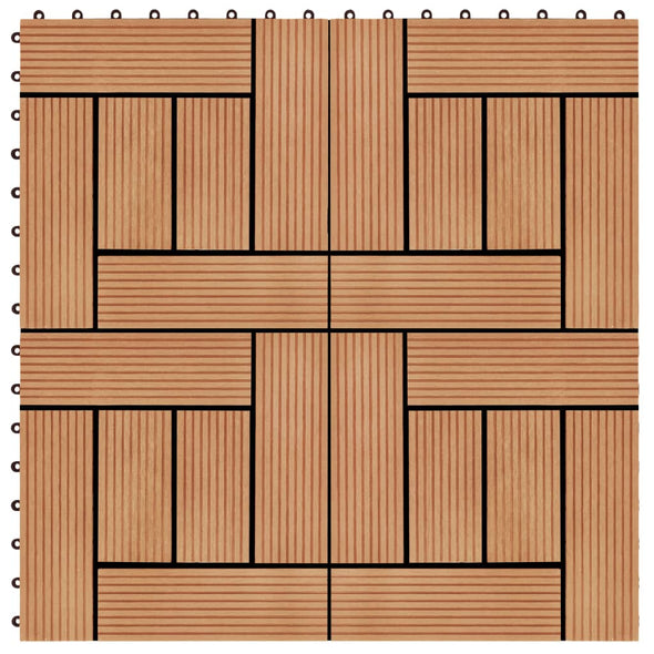 11 pcs Decking Tiles WPC 30x30 cm 1 sqm Teak Colour